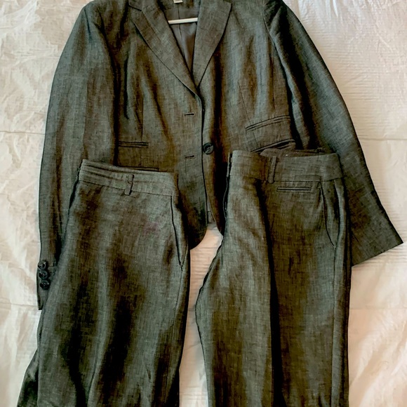 LOFT suit, silver, jacket, crop pant, full pant - Picture 1 of 2